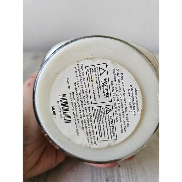 Pier 1 White pomegranate candle 15 oz scented fall Xmas decor - Picture 4 of 5